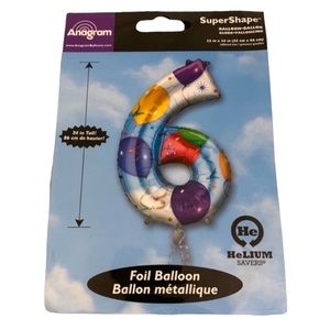 Silver Anagram Number 6 Balloon - 35 inches tall